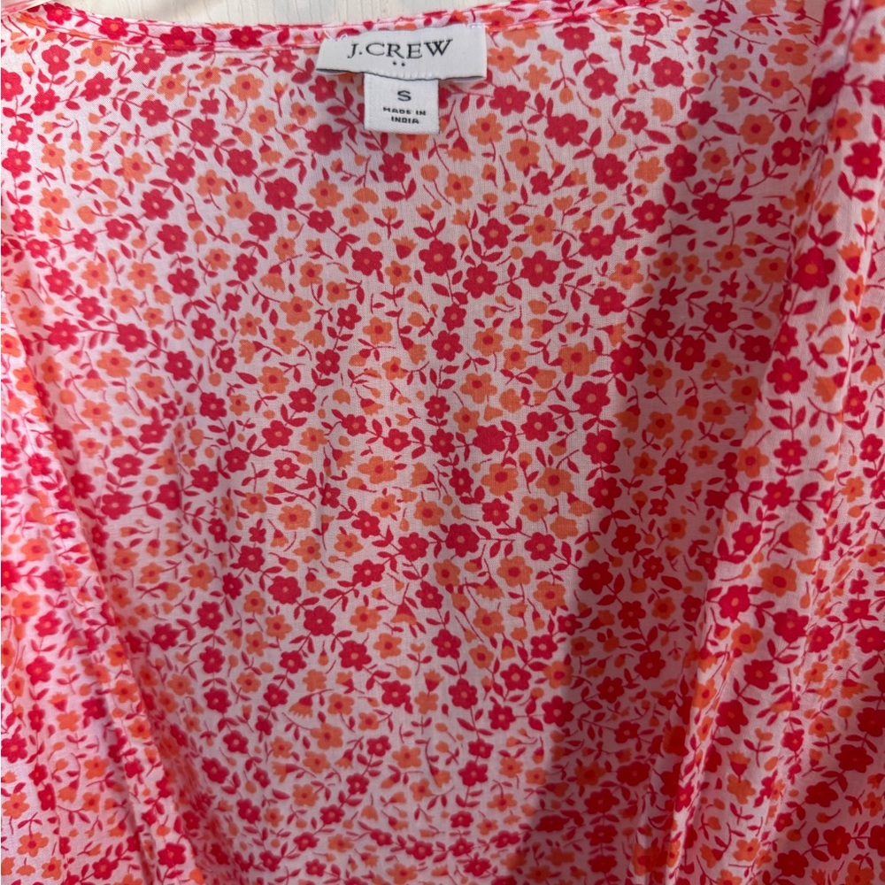 J. Crew floral print cover-up dress featuring a tassel-trimmed hem Small - Picture 4 of 6